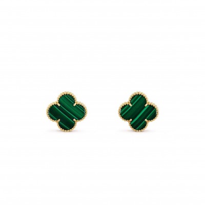 VAN CLEEF  ARPELS MAGIC ALHAMBRA EARRINGS - YELLOW GOLD, MALACHITE  VCARO3MH00